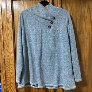 Soft Surroundings Brinley pleated cowl neck tunic top in heathered blue 1X